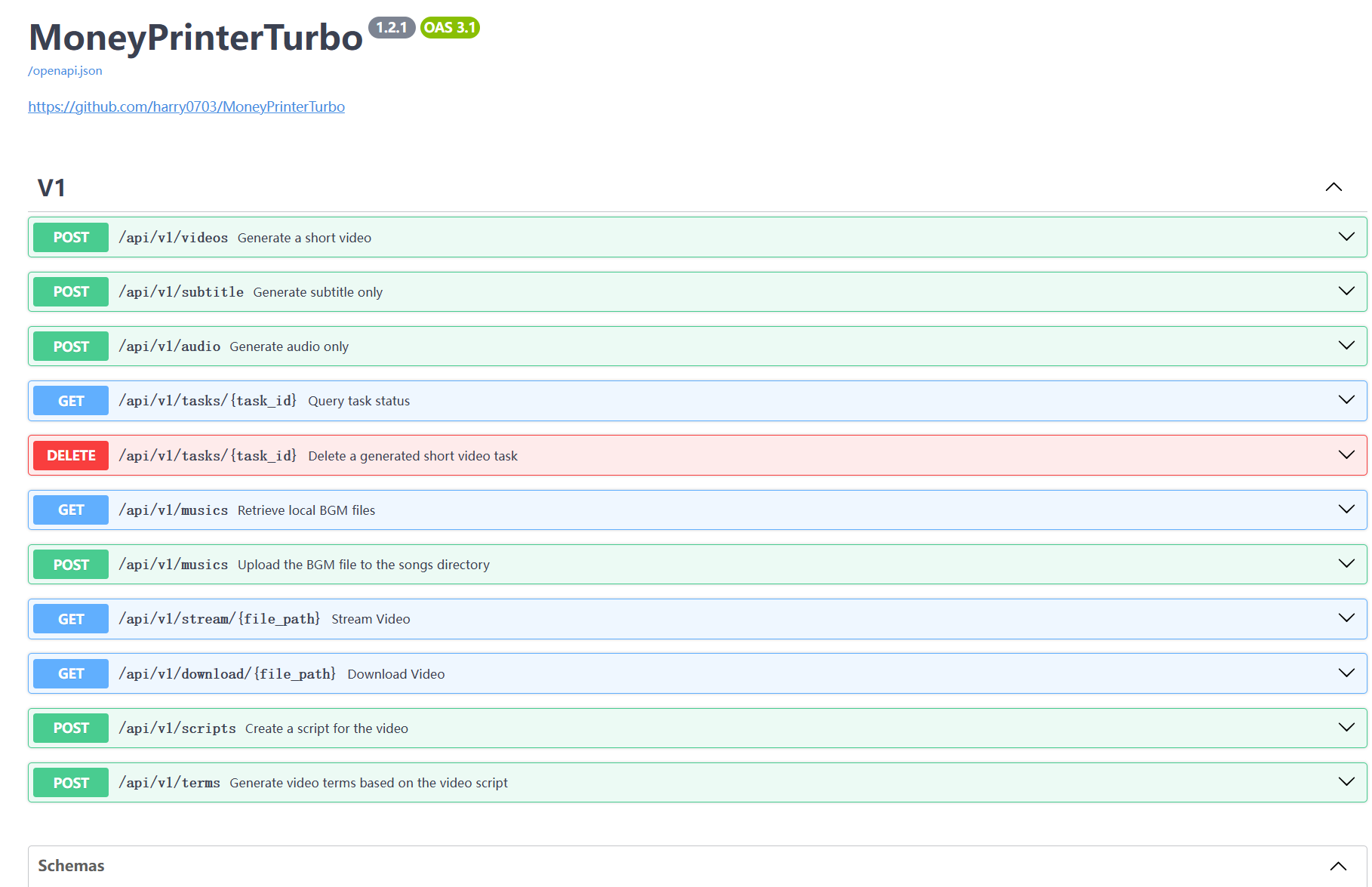 MoneyPrinterTurbo API 文档
